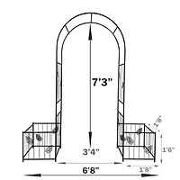 Streamdale Outdoor Black Metal Garden Arbor Archway