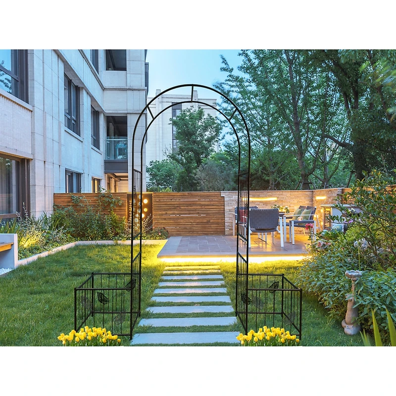 Streamdale Outdoor Black Metal Garden Arbor Archway