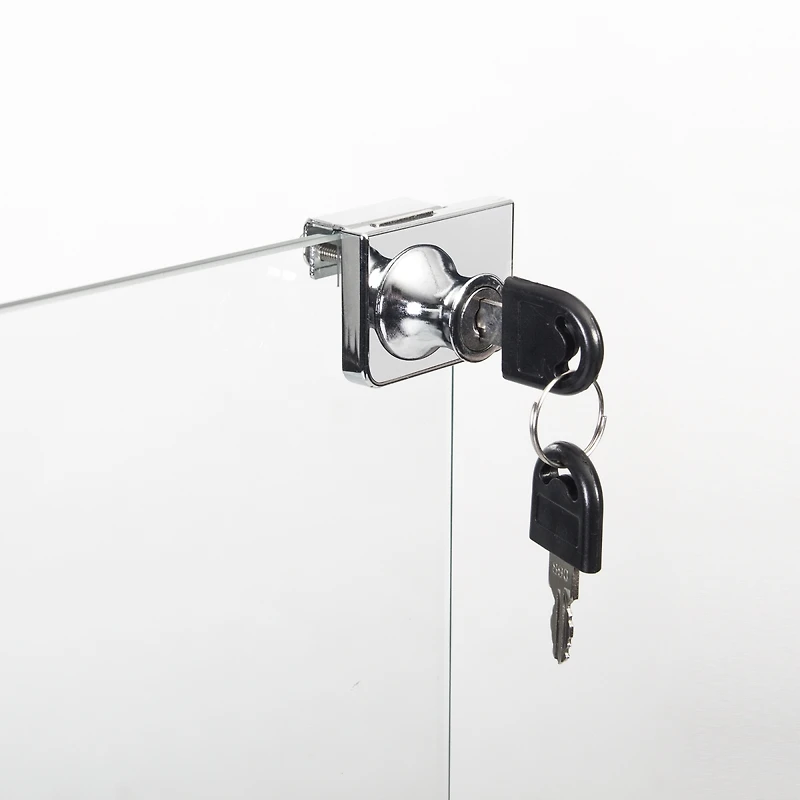 Streamdale Furniture Two Door Glass Cabinet Glass Display Cabinet With 3 Shelves