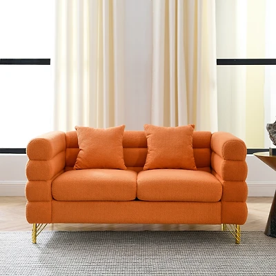 Streamdale Furniture Oversized 2 Seater Sectional Sofa, Orange Teddy