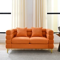 Streamdale Furniture Oversized 2 Seater Sectional Sofa, Orange Teddy