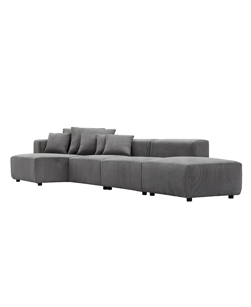 Streamdale Furniture 4-Piece Gray Corduroy Sectional Sofa Set