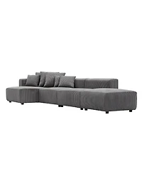 Streamdale Furniture 4-Piece Gray Corduroy Sectional Sofa Set