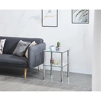 Streamdale Furniture Clear 2-Tier Side/End Table with Storage
