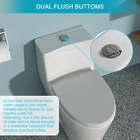Streamdale Furniture Ceramic One Piece Toilet, Dual Flush With Soft Closing Seat 0000