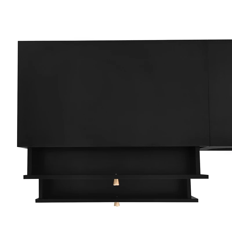 Streamdale Elegant Tv Stand for 90" TVs, Glass Doors