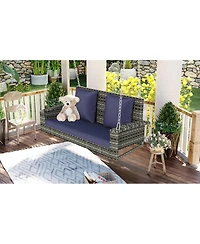 Streamdale Furniture 2-Person Wicker Hanging Porch Swing with Cushion