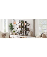 Streamdale Furniture 5-Tier Metal Plant Stand Bookcase, Rustic Brown, 67" H x 11.8" D x 67"