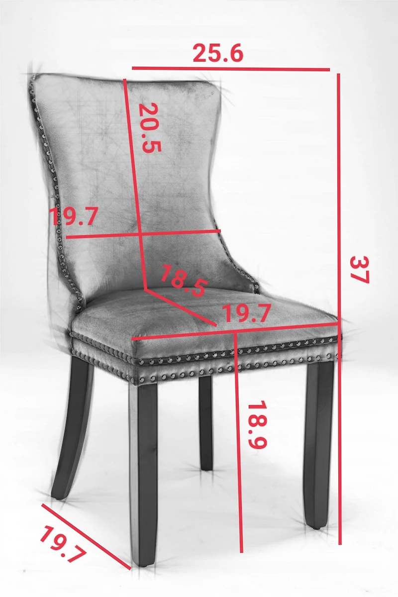 Streamdale 2 Beige Wingback Dining Chairs with Nailhead Trim & Wood Legs