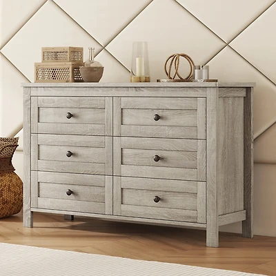 Streamdale Antique Gray Farmhouse Dresser, 6 Drawers
