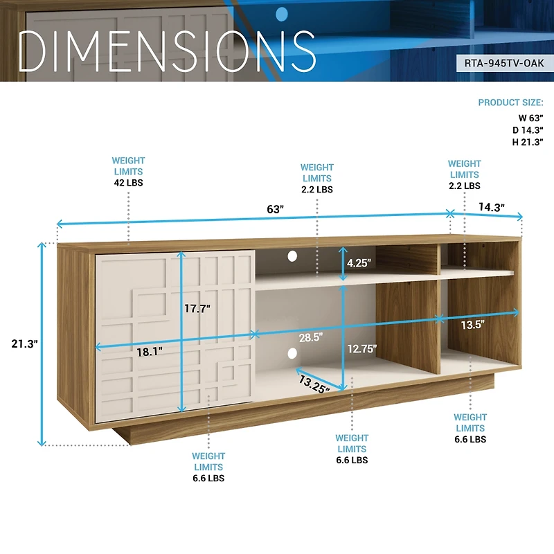 Streamdale Contemporary Tv Stand For TVs Up To 70", Oak