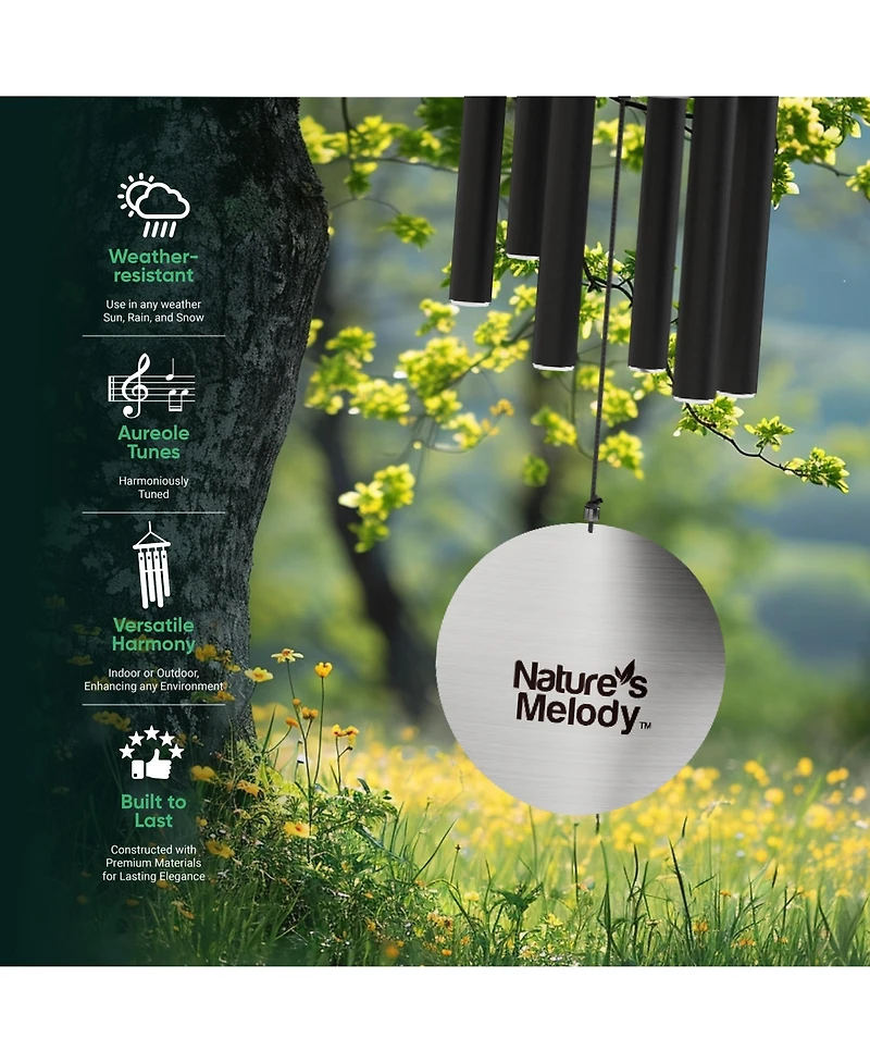 Nature's Melody Aureole Tunes Wind Chimes - 6-Tube Outdoor chime, E Pentatonic Scale 36 Inch