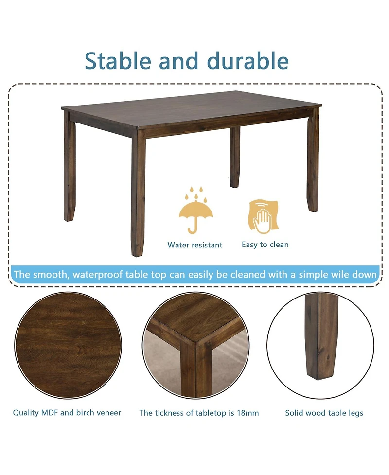 Streamdale Furniture Wooden Dining Rectangular Table Set For 4, Kitchen Dining Table For Small Space, Walnut