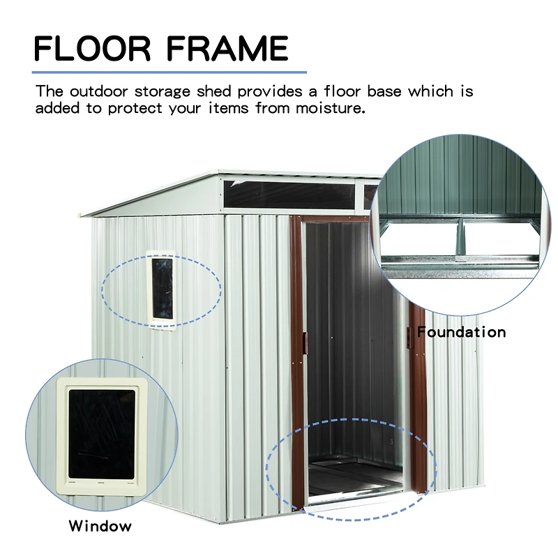 Streamdale 6FT X 5FT Outdoor Metal Storage Shed With Window White