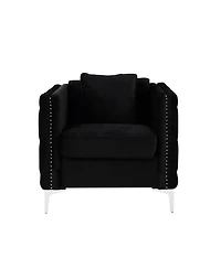 Bayberry Black Velvet Chair With 1 Pillow