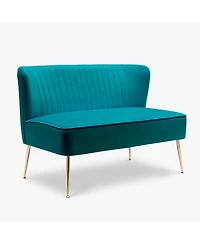 Mid Century Modern Tufted Velvet Loveseat Sofa Accent Chair Set