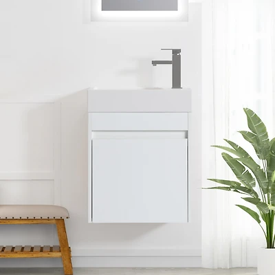 Streamdale Floating Bathroom Vanity with Resin Sink and Soft-Close Door