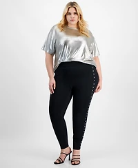 Bar Iii Plus Side-Studded Leggings, Created for Macy's