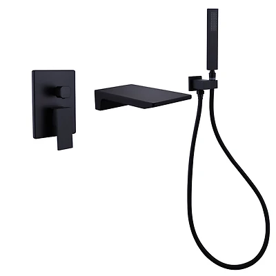 Matte Black Bathtub Faucet with Wall Mount and Handheld Shower