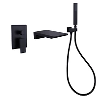 Matte Black Bathtub Faucet with Wall Mount and Handheld Shower