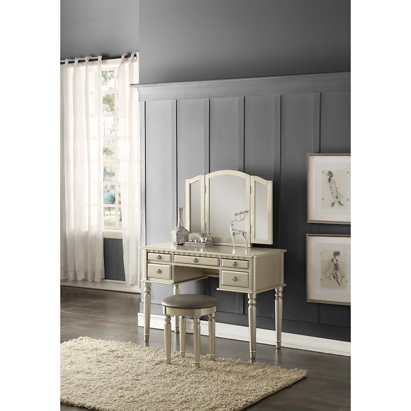 Streamdale Modern Vanity Set with Foldable Mirror and Drawers