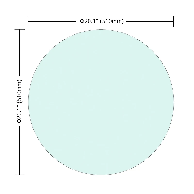 Streamdale Round Glass Tabletop, 20", 1/4" Thick, Clear