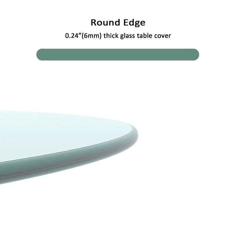 Streamdale Round Glass Tabletop, 20", 1/4" Thick, Clear