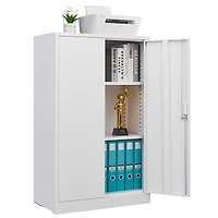 Streamdale Furniture Locking Metal Storage Cabinet with Shelf, White