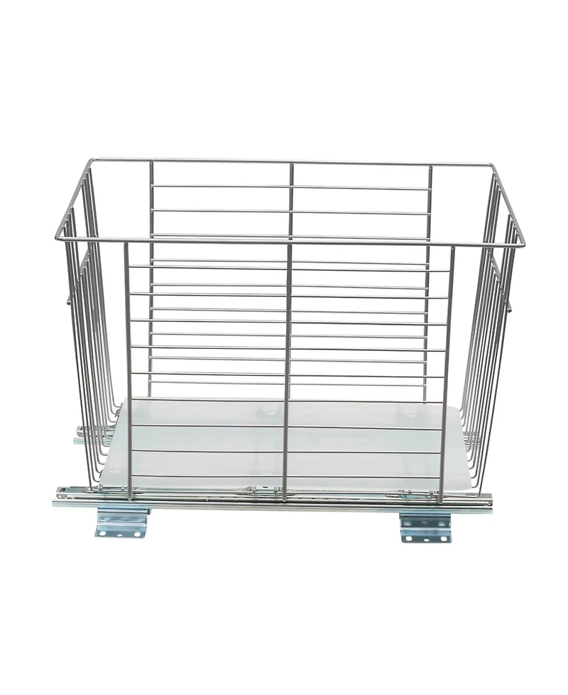 Household Essentials Glidez Steel Pull-Out/Slide-Out Storage Organizer with Plastic Liner for Under Cabinet or Wire Shelf Produce Bin Design