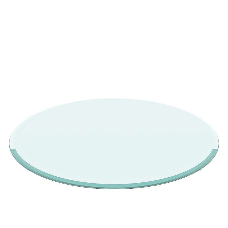 Streamdale Furniture 32 Inch Round Tempered Glass Table Top Clear Glass 3/8 Inch Thick Beveled Polished Edge