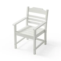 Simplie Fun Patio Dining Chair With Armset Set Of 2, Pure White With Imitation Wood Grain Wexture, Hips Material