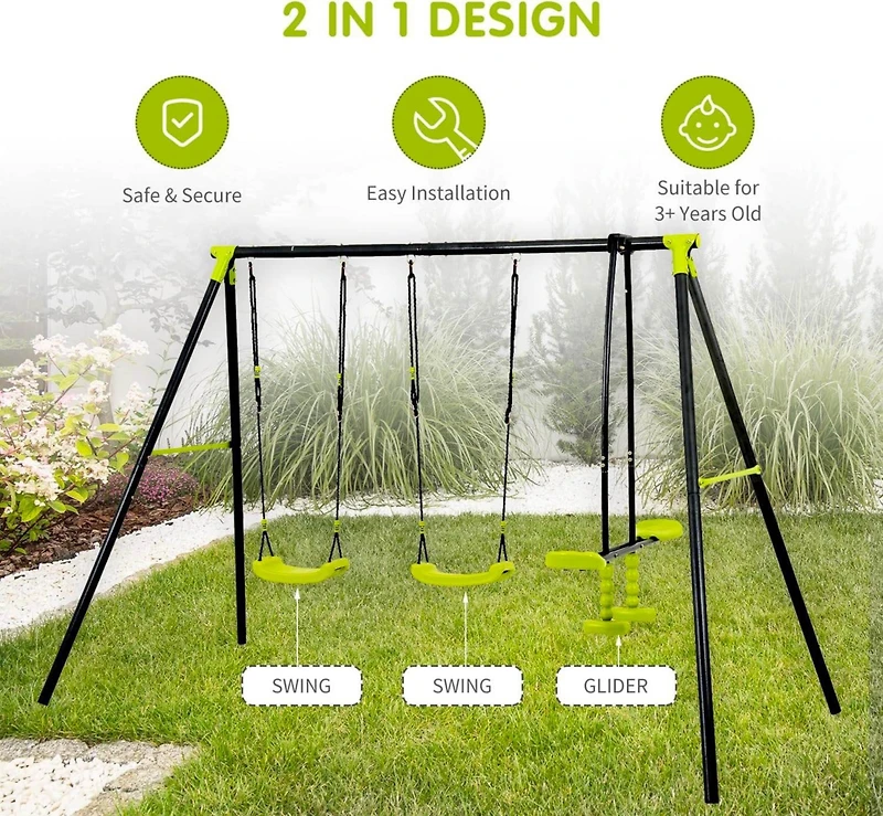 Streamdale Triple Children Swing Set 440Lbs For Outdoors
