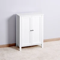 Streamdale Furniture Bathroom Floor Storage Cabinet With Double Door Adjustable Shelf