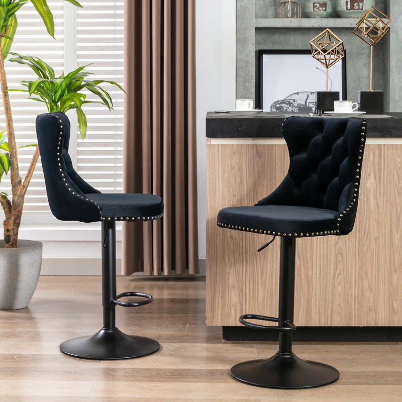 Simplie Fun Swivel Velvet Barstools Adjusatble Seat Height From 25-33 Inch, Modern