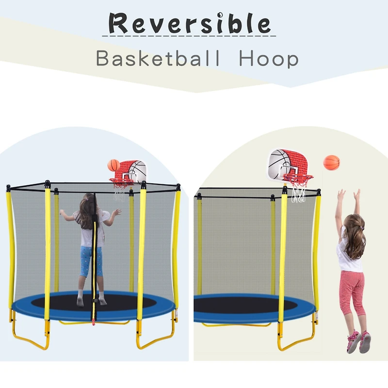 Streamdale Mini Toddler Trampoline with Enclosure and Basketball Hoop