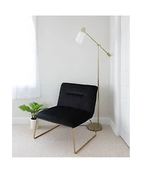 Simplie Fun Casper Contemporary Accent Chair In Gold Metal And Black Velvet