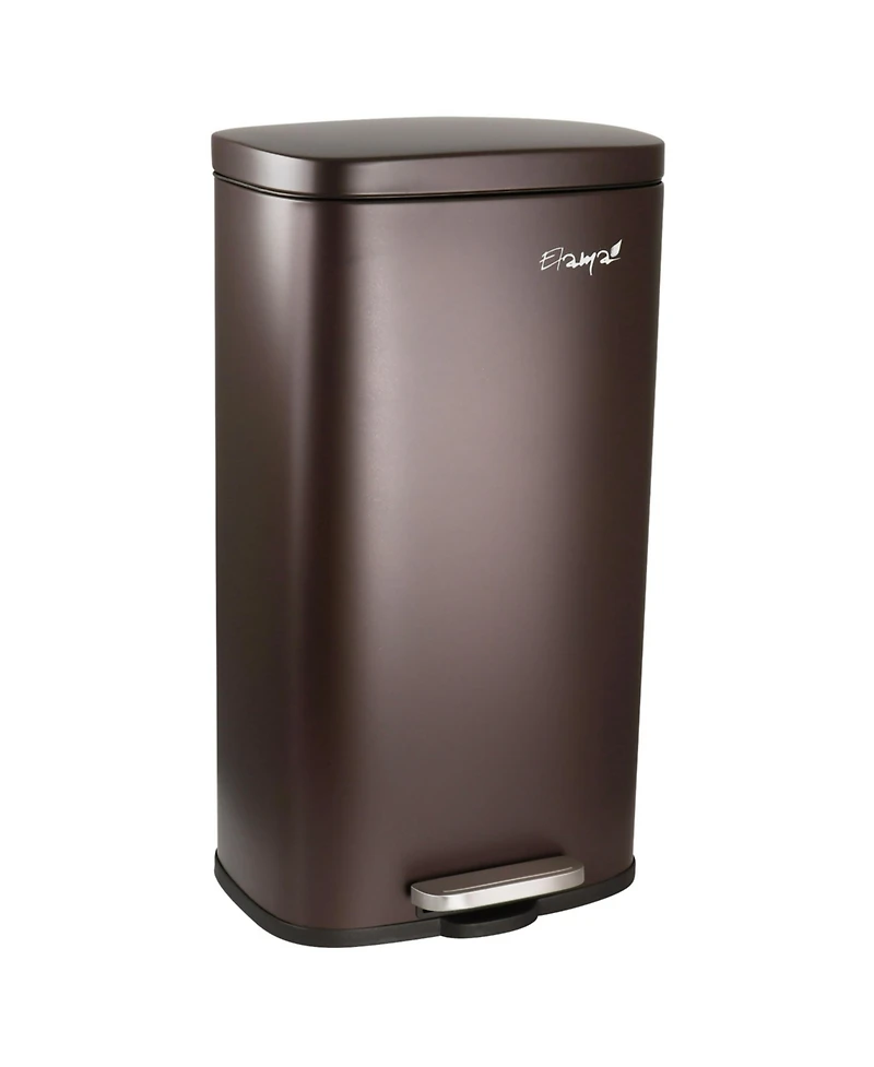 Elama 3 Piece 30 Liter and 5 Liter Stainless Steel Step Trash Bin Combo Set with Slow Close Mechanism in Matte Bronze