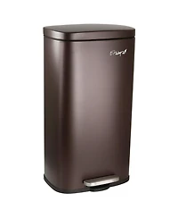 Elama 3 Piece 30 Liter and 5 Liter Stainless Steel Step Trash Bin Combo Set with Slow Close Mechanism in Matte Bronze