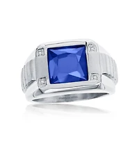Stainless Steel Genuine Spinel Square Cz Ring