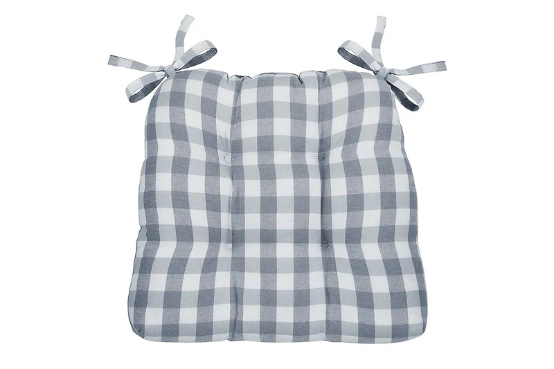 Kate Aurora Country Living Gingham Plaid Checkered Farmhouse Chair Cushion Pads
