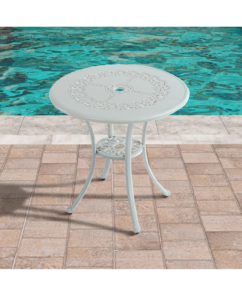 Mondawe Patio Table Round Outdoor Dinging Coffee Table with Umbrella Hole