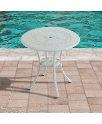 Mondawe Patio Table Round Outdoor Dinging Coffee Table with Umbrella Hole