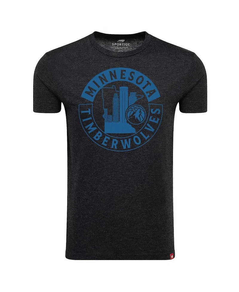Sportiqe Men's and Women's Heather Black Minnesota Timberwolves Comfy Super Soft Tri-Blend T-Shirt