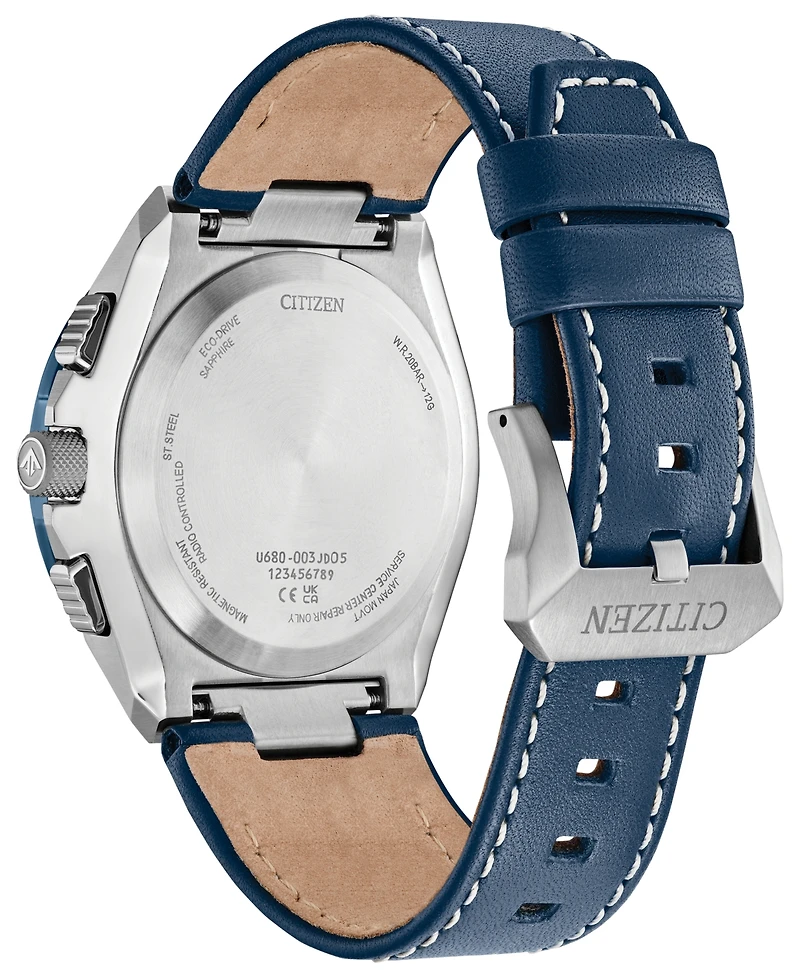 Citizen Eco-Drive Men's Chronograph Promaster Skyhawk Blue Leather Strap Watch 46mm
