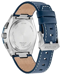 Citizen Eco-Drive Men's Chronograph Promaster Skyhawk Blue Leather Strap Watch 46mm