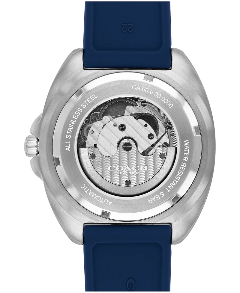 Coach Men's Charter Automatic Blue Silicone Watch 44mm