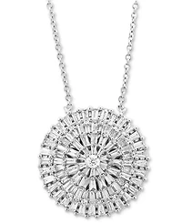 Effy Diamond Round & Baguette Circle Cluster 18" Pendant Necklace (1 ct. t.w.) in 14k White Gold