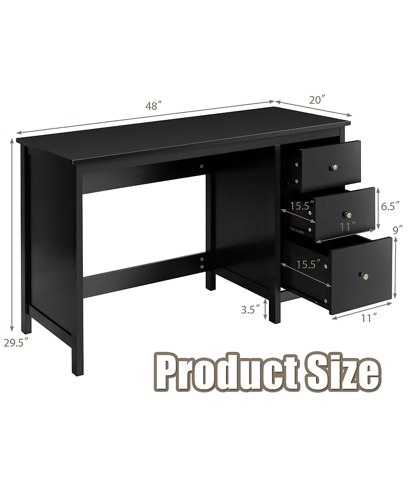 Computer Desk Study Writing Home Office Workstation with 3 Drawers