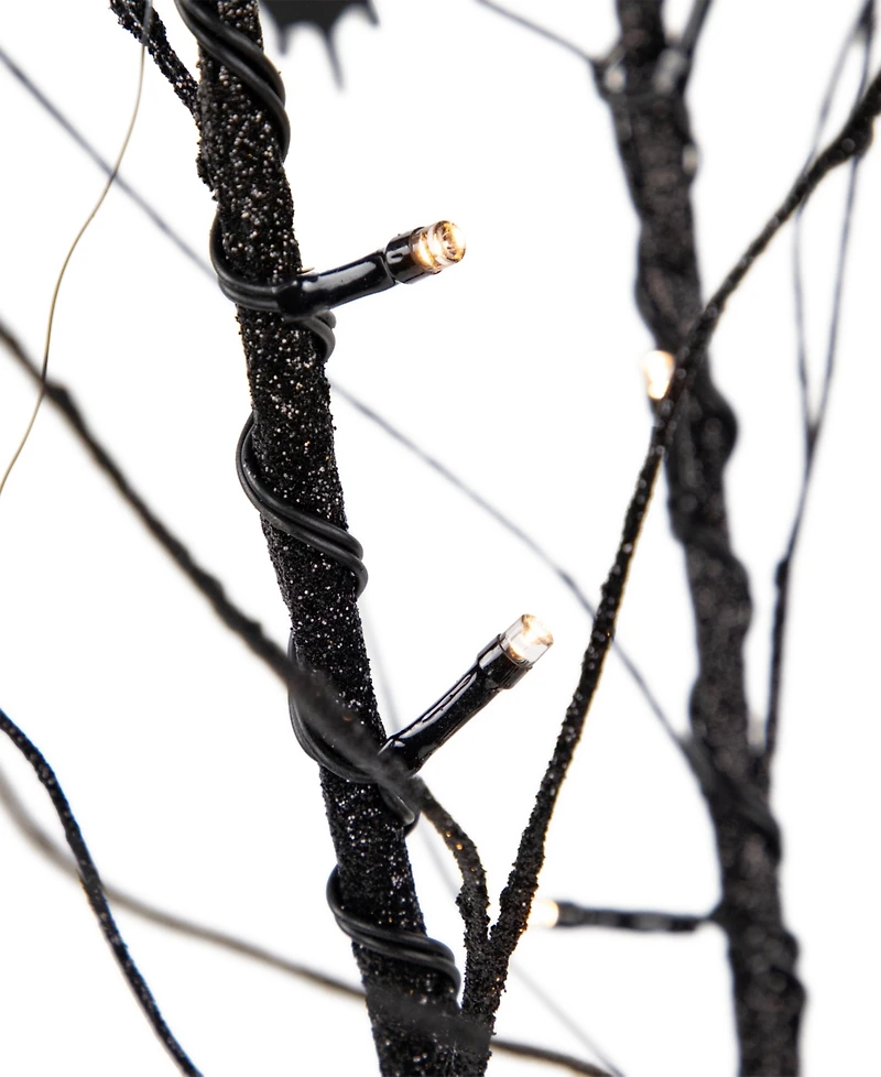 Northlight 50" Led Lighted Black Halloween Branch Tree with Bats Warm White Lights