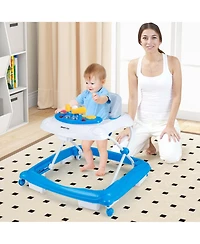 Costway Foldable Baby Walker with 3 Adjustable Heights Comfy Padded Seat Music Tray